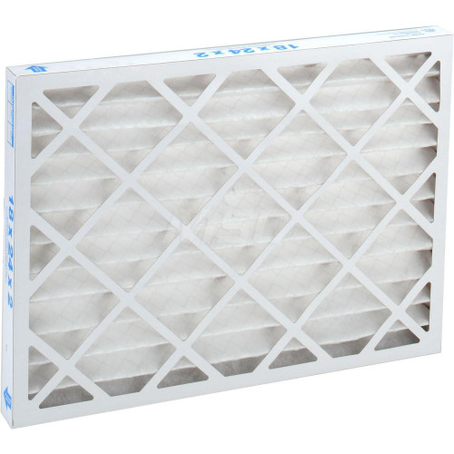 Pleated Air Filter: Wire-Backed Pleated, MERV 8, Synthetic, 35% Efficient, 18" High, 24" Wide, 2" Deep