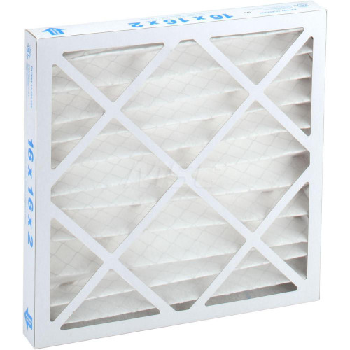 Pleated Air Filter: Wire-Backed Pleated, MERV 8, Synthetic, 35% Efficient, 16" High, 16" Wide, 2" Deep (Min. Order: 1...