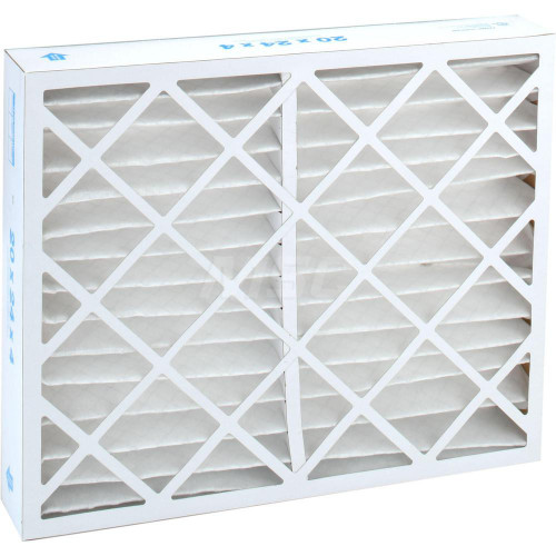Pleated Air Filter: Wire-Backed Pleated, MERV 8, Synthetic, 35% Efficient, 20" High, 24" Wide, 4" Deep