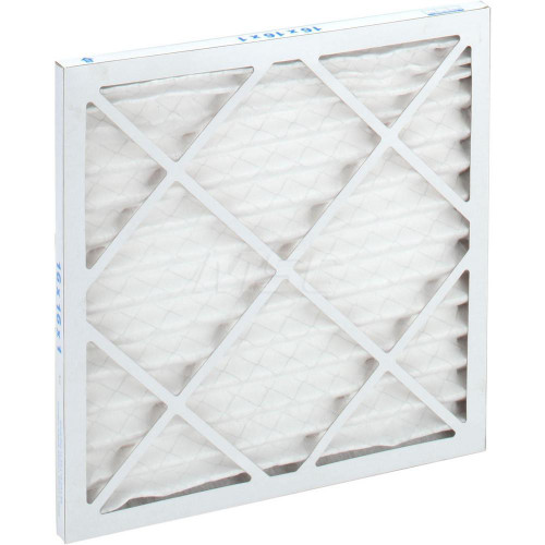 Pleated Air Filter: Wire-Backed Pleated, MERV 8, Synthetic, 35% Efficient, 16" High, 16" Wide, 1" Deep