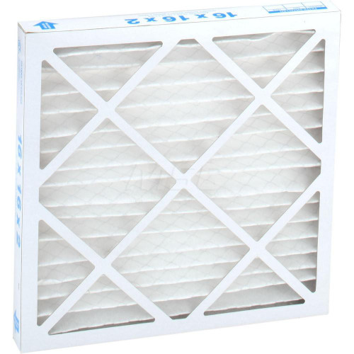 Pleated Air Filter: Wire-Backed Pleated, MERV 10, Synthetic, 55% Efficient, 16" High, 16" Wide, 2" Deep
