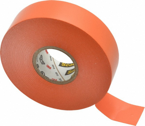 3M Orange Electrical Tape 3/4 inch wide, 66 feet long, 7 mil thick for HVAC and electrical insulation