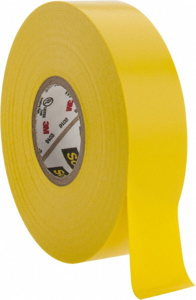 3M Yellow Electrical Tape 3/4 inch wide, 66 feet long, 7 mil thick for HVAC and electrical insulation