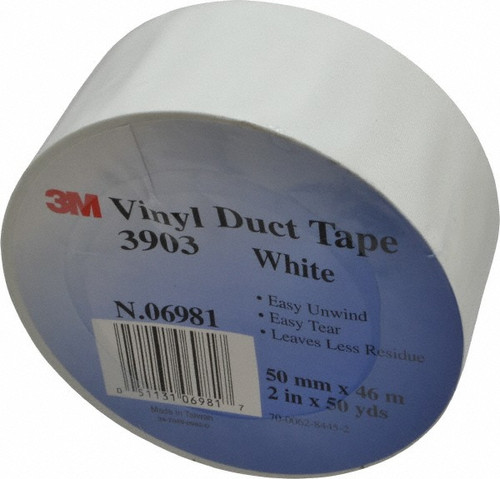 3M 2 inch wide white vinyl duct tape for HVAC duct sealing and repair