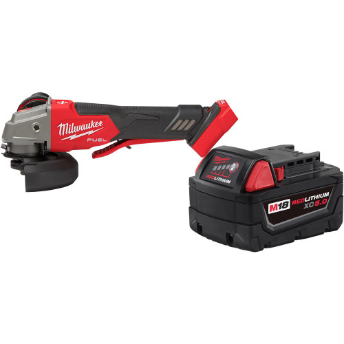 Milwaukee M18 FUEL 4-1/2 inch 5 inch variable speed braking grinder with paddle switch and extended battery pack