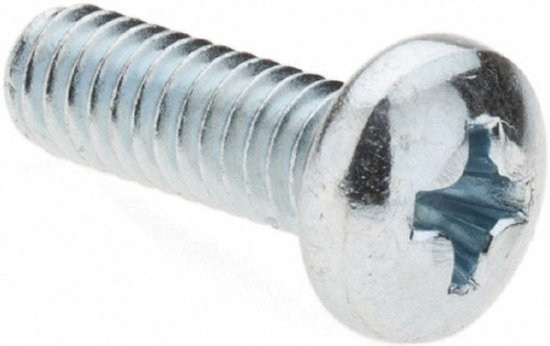 Machine Screw: #8-32, 1/2" Length Under Head, Pan Head, Phillips - Grade 2 Steel, Zinc Finish