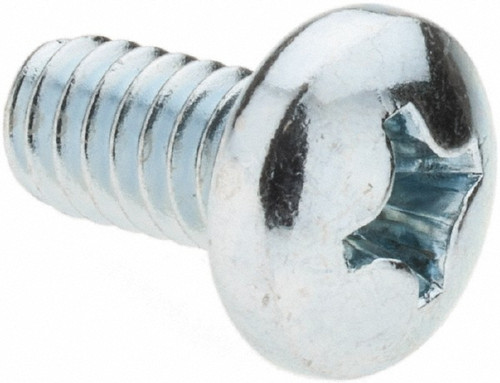 Machine Screw: 1/4-20, 1/2" Length Under Head, Pan Head, Phillips - Grade 2 Steel, Zinc Finish