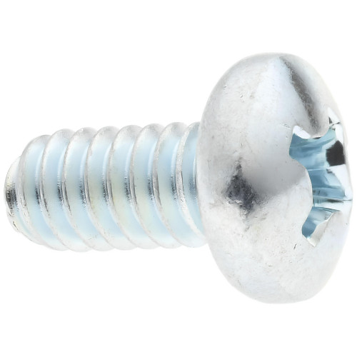 Machine Screw: 1/4-20, 1/2" Length Under Head, Pan Head, Phillips - Grade 2 Steel, Zinc Finish