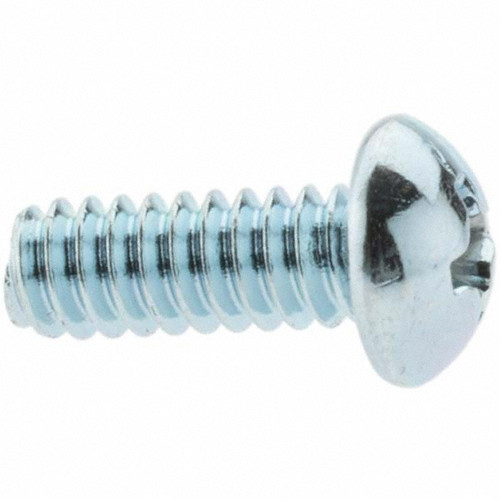 Machine Screw: #10-24, 1/2" Length Under Head, Round Head, Phillips - Grade 2 Steel, Zinc Finish