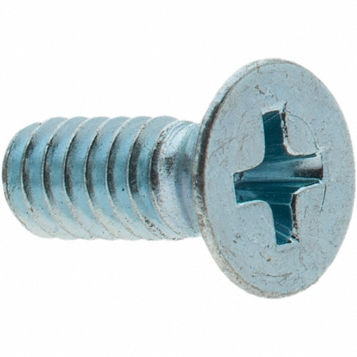 Machine Screw: #10-24, 1/2" Overall Length, Flat Head, Phillips - Grade 2 Steel, Zinc Finish