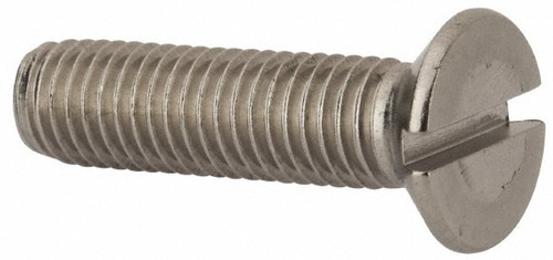 Machine Screw: M10x1.5, 40.00 mm Overall Length, Flat Head, Slotted - Grade 316 & A4 Stainless Steel, Bright/Uncoated Finish, DIN 963