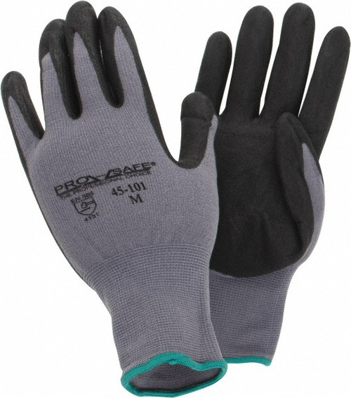 PRO-SAFE - Work Gloves:  Size Medium, Nitrile-Coated Nylon, General Purpose