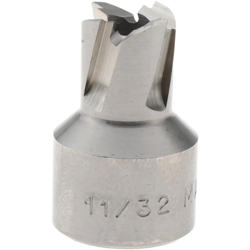 Annular Cutter: 11/32" Dia, 1/4" Depth of Cut, High Speed Steel - 3/8" Shank Dia, Bright/Uncoated