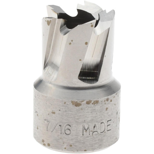 Annular Cutter: 7/16" Dia, 1/4" Depth of Cut, High Speed Steel - 3/8" Shank Dia, Bright/Uncoated