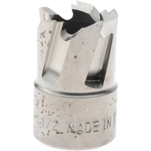 Annular Cutter: 1/2" Dia, 1/4" Depth of Cut, High Speed Steel - 3/8" Shank Dia, Bright/Uncoated