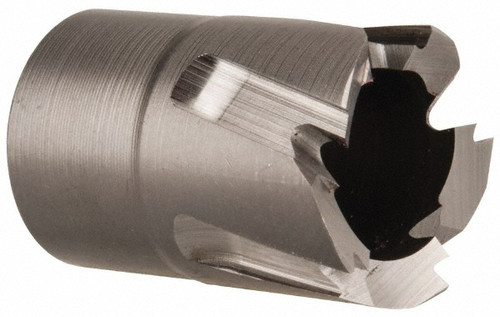 Annular Cutter: 0.5512" Dia, 1/4" Depth of Cut, High Speed Steel - 3/8" Shank Dia, Bright/Uncoated