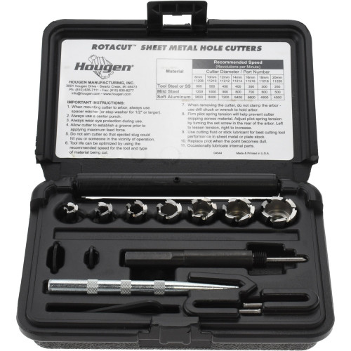 Hougen - 10 Piece, 8 to 20mm Cutter Dia, 1/4" Cutting Depth, High Speed Steel Annular Cutter Set (10 Piece Kit)