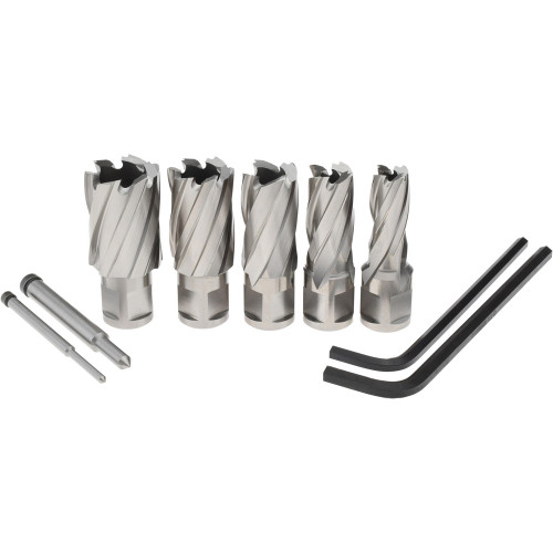 Hougen - 8 Piece, 9/16 to 1-1/16" Cutter Dia, 1" Cutting Depth, High Speed Steel Annular Cutter Set (5 Piece Kit)