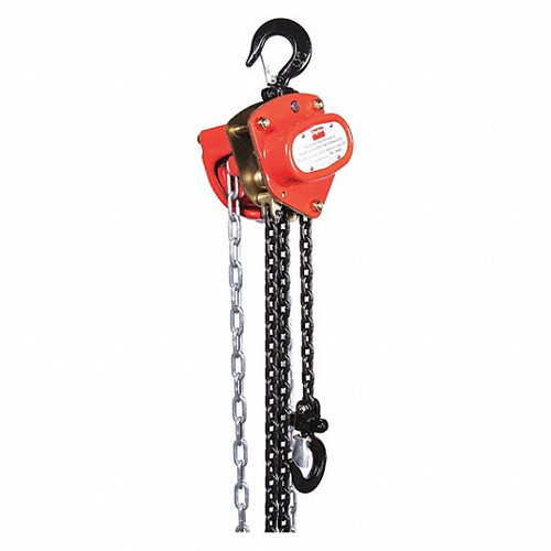 DAYTON Manual Chain Hoist: Hook Mounted - No Trolley, 1,000 lb Lifting Capacity, 20 ft Lift Lg