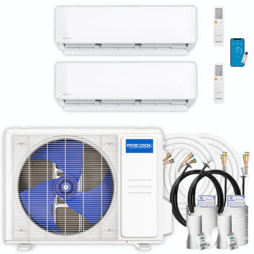 MRCOOL DIY 5th Gen 2-Zone 48,000 BTU Ductless Mini Split Heat Pump System (12K + 36K) Wall Mount — Complete Bundle
