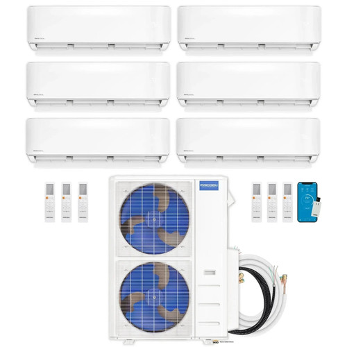 MRCOOL DIY 5th Gen 6-Zone 54,000 BTU Ductless Mini Split Heat Pump System (6K + 9K + 9K + 9K + 9K + 12K) Wall Mount — Complete Bundle