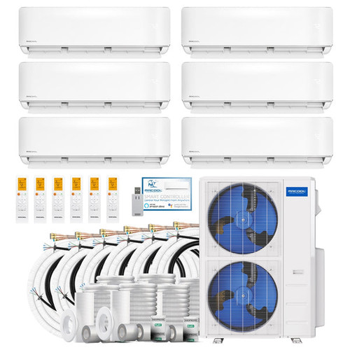 MRCOOL DIY 5th Gen 6-Zone 48K BTU OuttaSight Ceiling Cassette System (6K+6K+6K+6K+6K+12K) — Complete Bundle