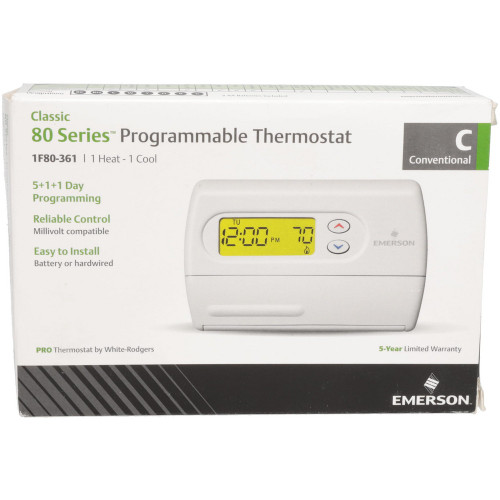 White-Rodgers 1F80-361 Digital HVAC Thermostat - Front View