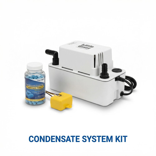 Condensate System Service Kit — Pump + Float Switch + Drain Pan Tablets — HVAC Bundle
