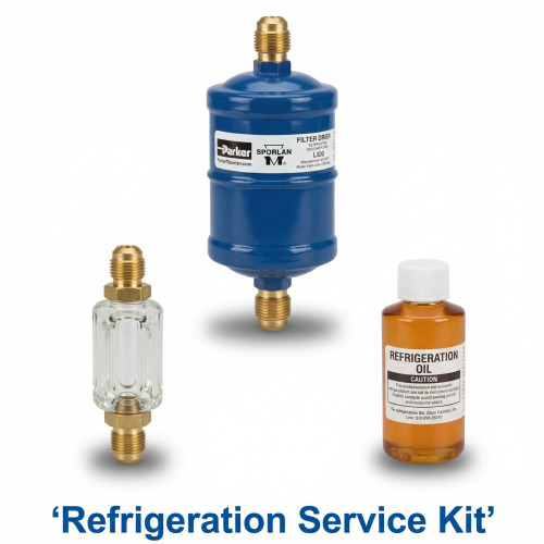 Refrigeration Service Kit — Filter Drier + Sight Glass + Schrader Cores — HVAC Bundle HVAC part