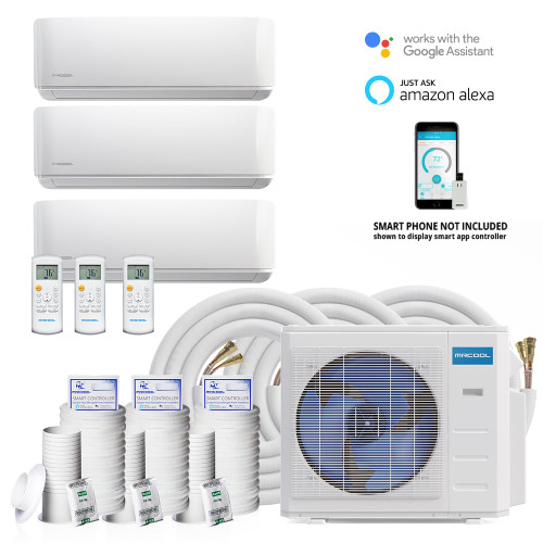 MRCOOL DIY 5th Gen Multi-Zone 3 Zone Mini Split System DIY-MULTI3-18HP230D-O + 6K+6K+6K 16ft/25ft – WiFi HVAC – Fast Ship