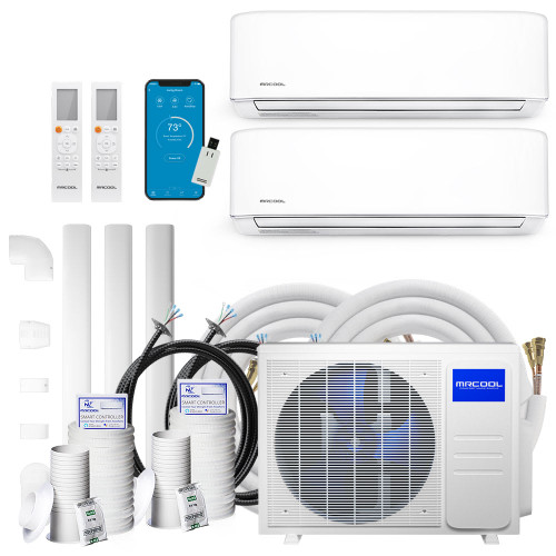 MRCOOL DIY 4th Gen 2-Zone Multi-Zone System | 3 27HP230C | 9K+18K BTU | 16ft Line Sets | WiFi Ready