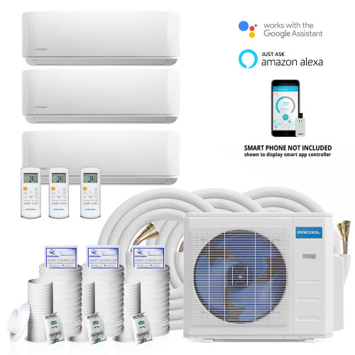 MRCOOL DIY 4th Gen 3-Zone Multi-Zone System | 3 27HP230C | 9K+9K+9K BTU | 25ft Line Sets | WiFi Ready