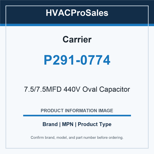 Carrier P291-0774 7.5/7.5MFD 440V Oval Capacitor