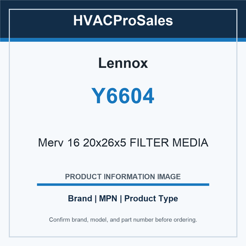 Lennox Y6604 Merv 16 20x26x5 FILTER MEDIA
