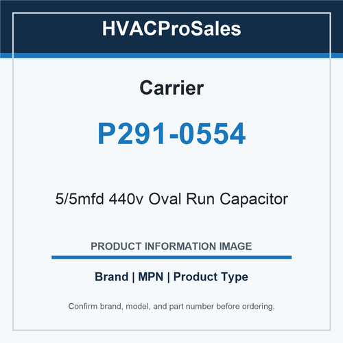 Carrier P291-0554 5/5mfd 440v Oval Run Capacitor