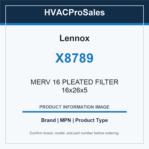 Lennox X8789 MERV 16 PLEATED FILTER 16x26x5