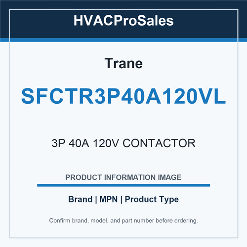 Trane SFCTR3P40A120VL 3P 40A 120V CONTACTOR