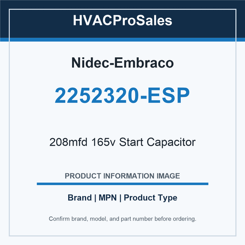 Nidec-Embraco 2252320-ESP 208mfd 165v Start Capacitor