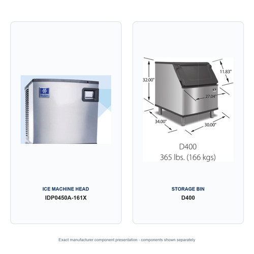 Manitowoc IDP0450A-161X ice machine and D400 storage bin