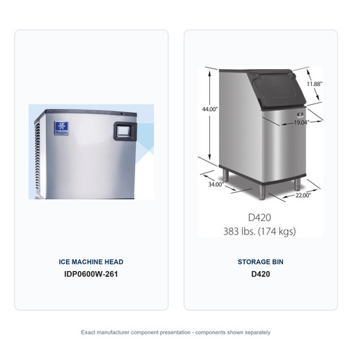 Manitowoc IDP0600W-261 ice machine and D420 storage bin