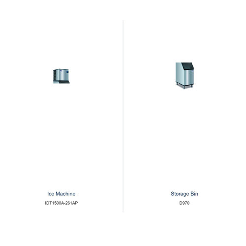 Manitowoc IDT1500A-261AP ice machine and D970 storage bin package components