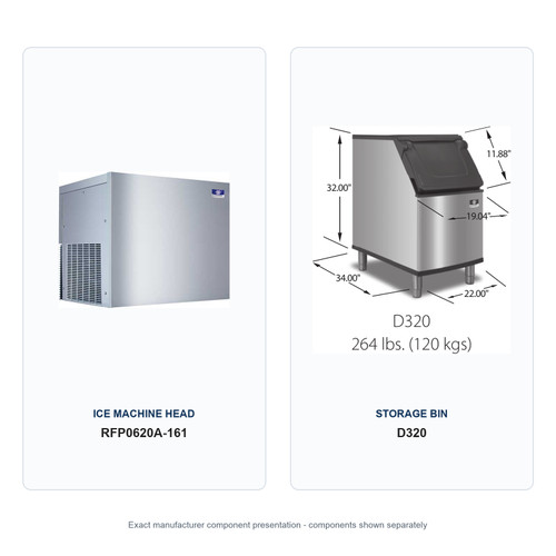 Manitowoc RFP0620A-161 ice machine and D320 storage bin