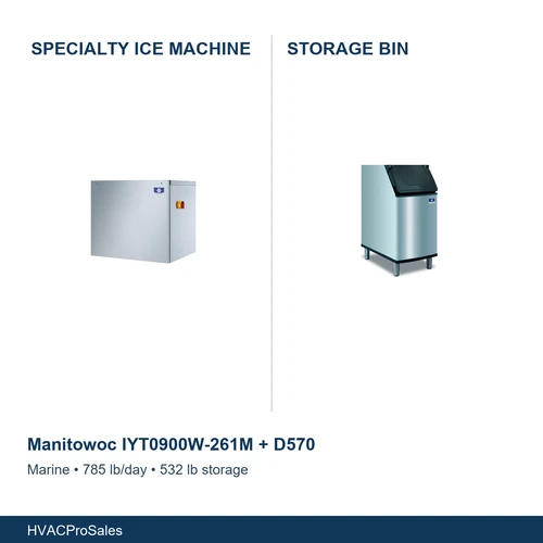 Manitowoc IYT0900W-261M Marine Ice Machine + D570 Bin — Up to 785 lb/Day, 532 lb Storage