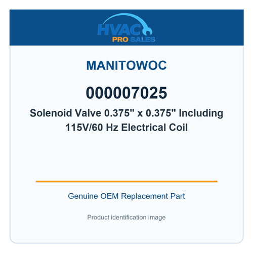 Manitowoc 000007025 Solenoid Valve 0.375" x 0.375" Including 115V/60 Hz Electrical Coil