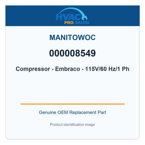 Manitowoc 000008549 Compressor - Embraco - 115V/60 Hz/1 Ph