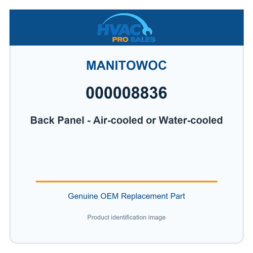 Manitowoc 000008836 Back Panel - Air-cooled or Water-cooled