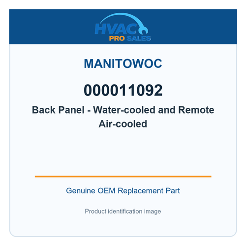 Manitowoc 000011092 Back Panel - Water-cooled and Remote Air-cooled