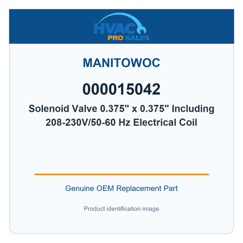 Manitowoc 000015042 Solenoid Valve 0.375" x 0.375" Including 208-230V/50-60 Hz Electrical Coil