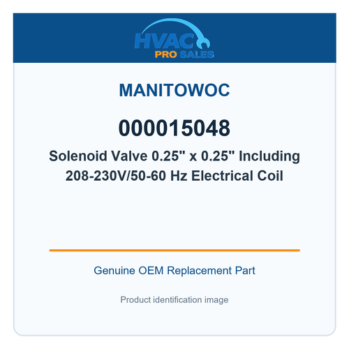 Manitowoc 000015048 Solenoid Valve 0.25" x 0.25" Including 208-230V/50-60 Hz Electrical Coil