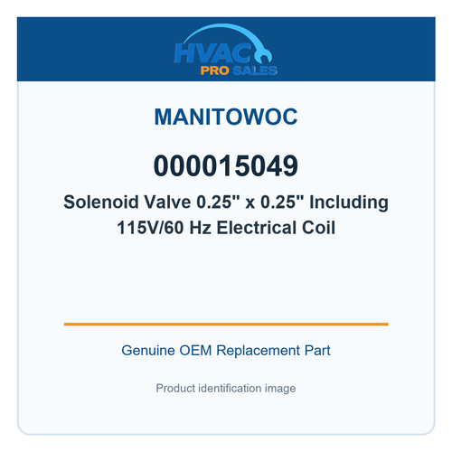 Manitowoc 000015049 Solenoid Valve 0.25" x 0.25" Including 115V/60 Hz Electrical Coil